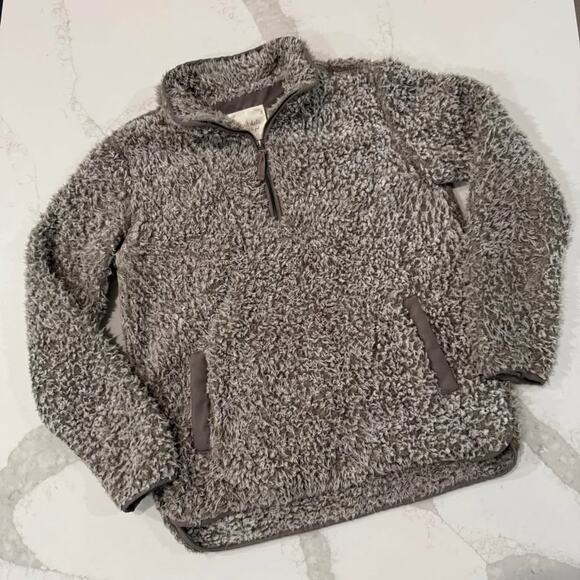 Altar’d State Sherpa Quarter Zip Pullover Jacket Women's Medium Teddy Bear Brown - Picture 1 of 8